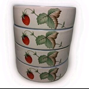 Strawberry Patterned Ceramic Bowls